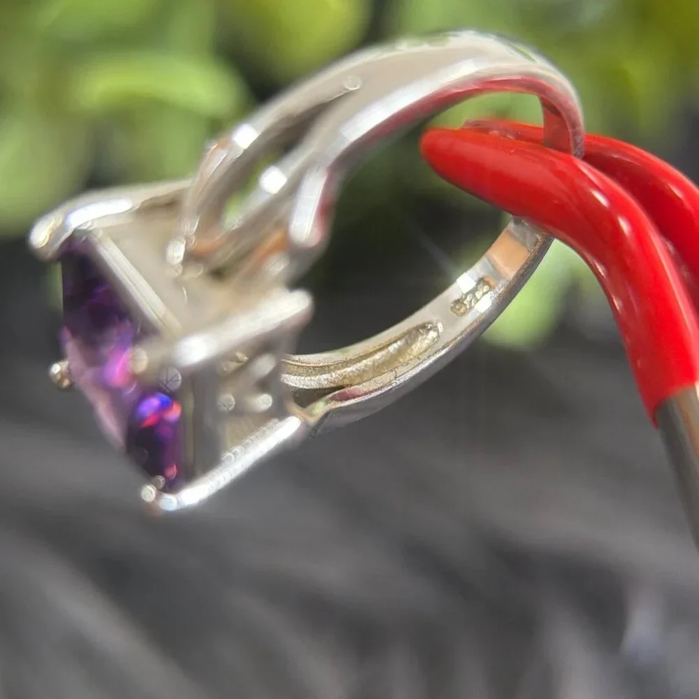 Princess Cut Amethyst Silver 925‎ Ring